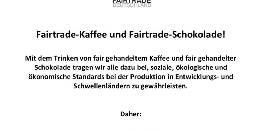 Fairer Kaffee und faire Schokolade im Getränkeautomaten des Ev. MÖRIKE Stuttgart