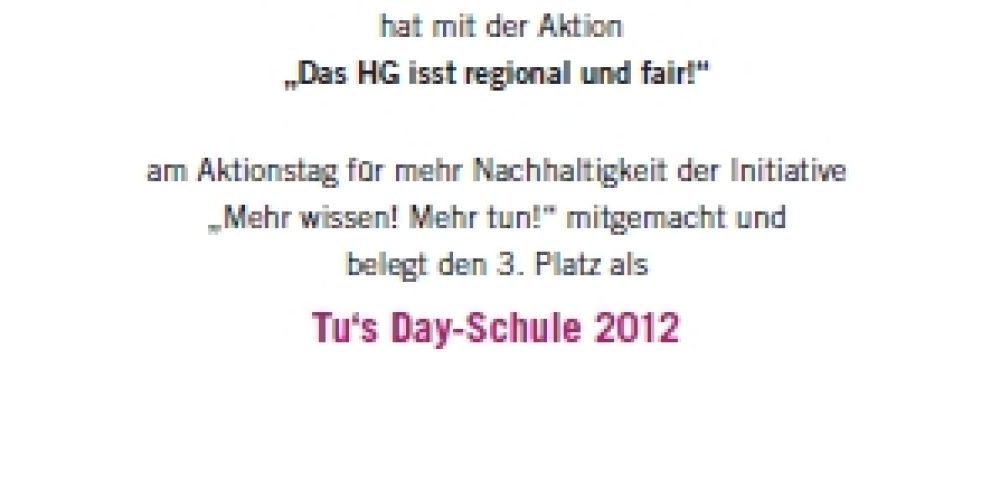 3. Platz für Aktionstag “Das HG isst regional und fair!”