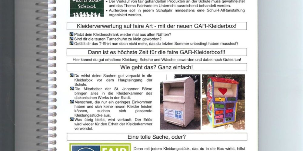 Unsere nächste faire Schulaktion: Die Kleiderbox @ GAR Saarbrücken