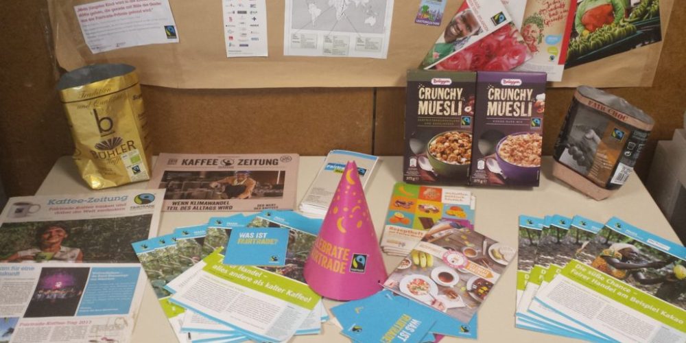 An der JPRS Weinheim alles vorbereitet für den World-Fairtrade-Challenge-Tag … we celebrate …