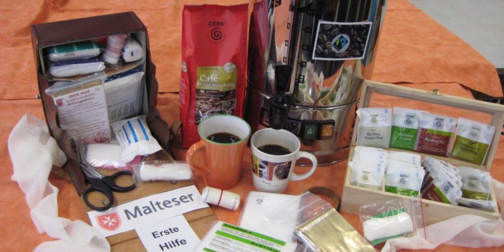 Fairtrade-Heißgetränke beim Erste-Hilfe-Kurs mit den Maltesern