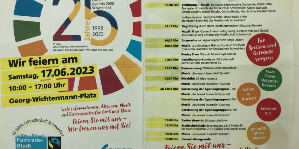 Juni 2023 – Programmgestaltung bei der Wiederzertifizierung der Fairtrade-Stadt Schweinfurt