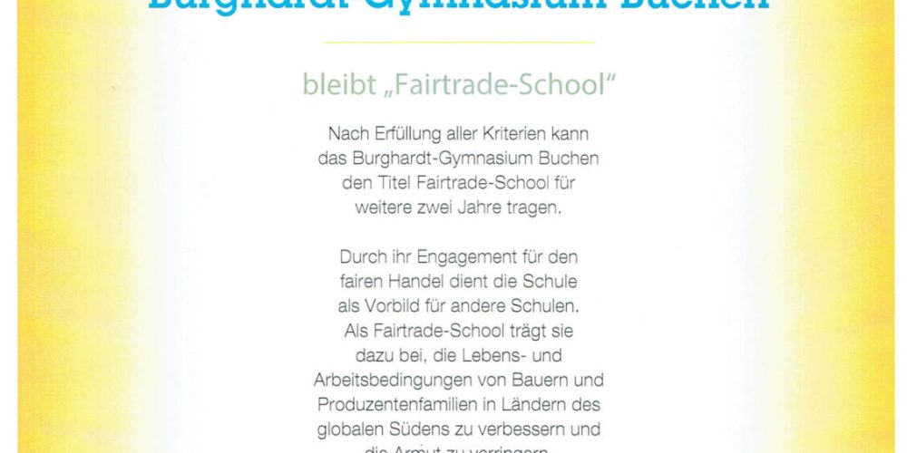 Burghardt-Gymnasium feiert Titelerneuerung als Fairtrade-Schule